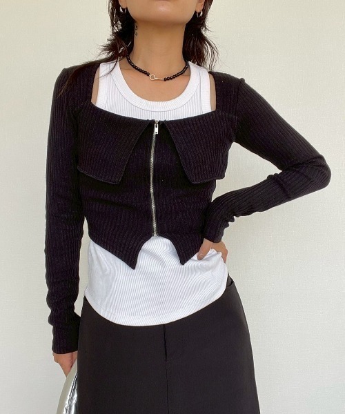 AMAIL(アマイル)の「Zip Lady Top(ポロシャツ・レディース・ブラック/ダークグレー/ピンク・FREE)」の13枚目の写真