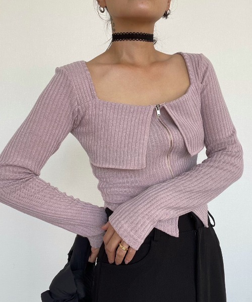 AMAIL(アマイル)の「Zip Lady Top(ポロシャツ・レディース・ブラック/ダークグレー/ピンク・FREE)」の15枚目の写真