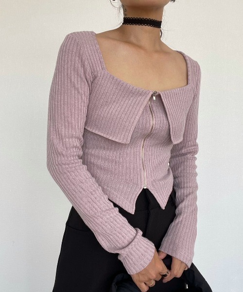 AMAIL(アマイル)の「Zip Lady Top(ポロシャツ・レディース・ブラック/ダークグレー/ピンク・FREE)」の16枚目の写真