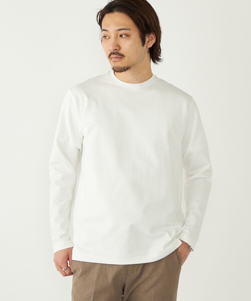 SHIPS Colors（シップス カラーズ）の「〈速乾・UVカット〉AVANT(R) 3D ロングスリーブ ビズT◇（Tシャツ/カットソー・メンズ・ライトグレー/ダークグレー/ベージュ/オフホワイト/ブラック/ベージュ系/ネイビー・SMALL/MEDIUM/LARGE/X-LARGE）」の2枚目の写真