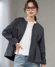 ELFRANK（エルフランク）の「ノーカラー ウエストタック ペプラム ジャケット（ノーカラージャケット）」