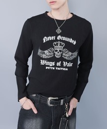 SPINNS | 短丈ロングスリーブTシャツ/スカル/ロンT/ショート丈(Tシャツ/カットソー)