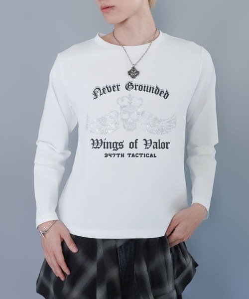 SPINNS（スピンズ）の「短丈ロングスリーブTシャツ/スカル/ロンT/ショート丈（Tシャツ/カットソー・メンズ・ブラック/ホワイト・ONESIZE）」の16枚目の写真