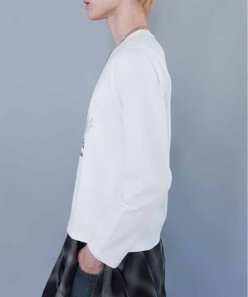 SPINNS（スピンズ）の「短丈ロングスリーブTシャツ/スカル/ロンT/ショート丈（Tシャツ/カットソー・メンズ・ブラック/ホワイト・ONESIZE）」の3枚目の写真