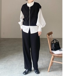 She's Closet（シーズクローゼット）の「フロントジップベスト＆パンツスタイル セットアップ（セットアップ）」