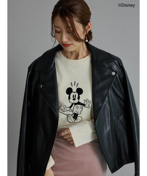 Te chichi（テチチ）の「【Disney】ミッキー/フロッキープリントロンT（Tシャツ/カットソー・レディース・チャコールグレー/ブラウン/ベージュ・F）」の3枚目の写真