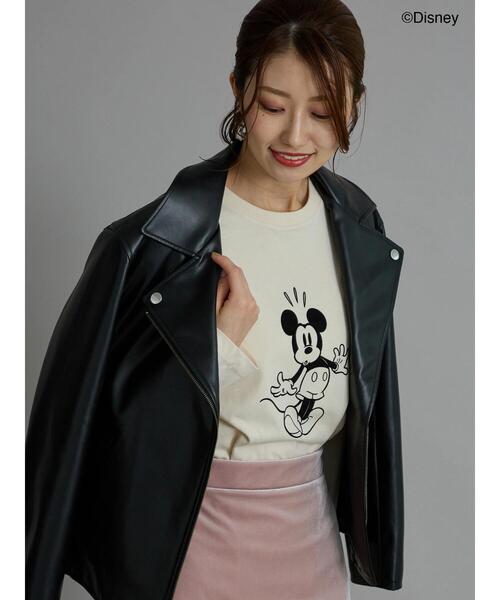 Te chichi（テチチ）の「【Disney】ミッキー/フロッキープリントロンT（Tシャツ/カットソー・レディース・チャコールグレー/ブラウン/ベージュ・F）」の7枚目の写真