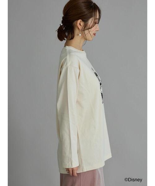 Te chichi（テチチ）の「【Disney】ミッキー/フロッキープリントロンT（Tシャツ/カットソー・レディース・チャコールグレー/ブラウン/ベージュ・F）」の5枚目の写真