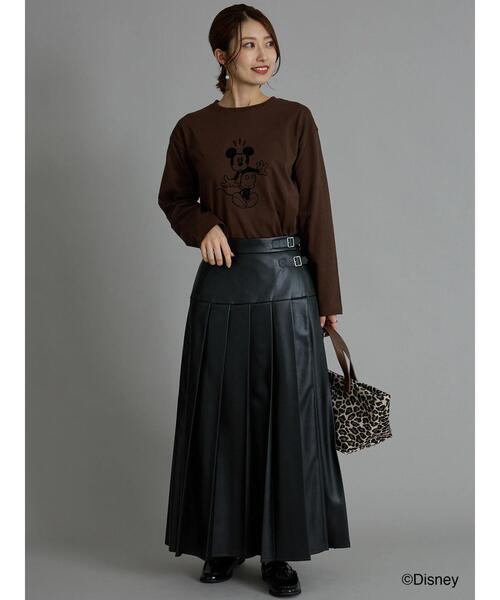 Te chichi（テチチ）の「【Disney】ミッキー/フロッキープリントロンT（Tシャツ/カットソー・レディース・チャコールグレー/ブラウン/ベージュ・F）」の21枚目の写真