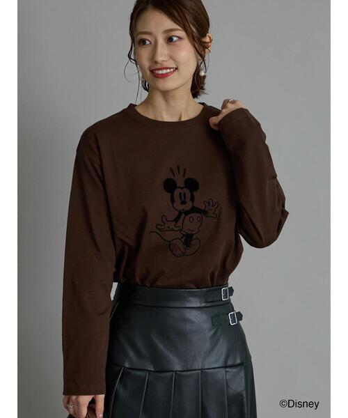Te chichi（テチチ）の「【Disney】ミッキー/フロッキープリントロンT（Tシャツ/カットソー・レディース・チャコールグレー/ブラウン/ベージュ・F）」の20枚目の写真