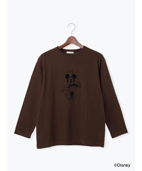 Te chichi（テチチ）の「【Disney】ミッキー/フロッキープリントロンT（Tシャツ/カットソー・レディース・チャコールグレー/ブラウン/ベージュ・F）」の10枚目の写真