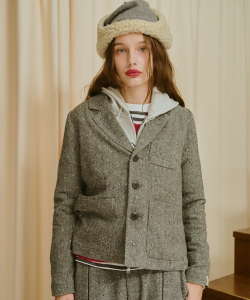 common gull products.（コモンガルプロダクツ）の「灯り待ちのテーラードジャケット（テーラードジャケット・レディース・グレー系/ベージュ系/ダークブラウン系・LARGE/MEDIUM/SMALL）」の2枚目の写真