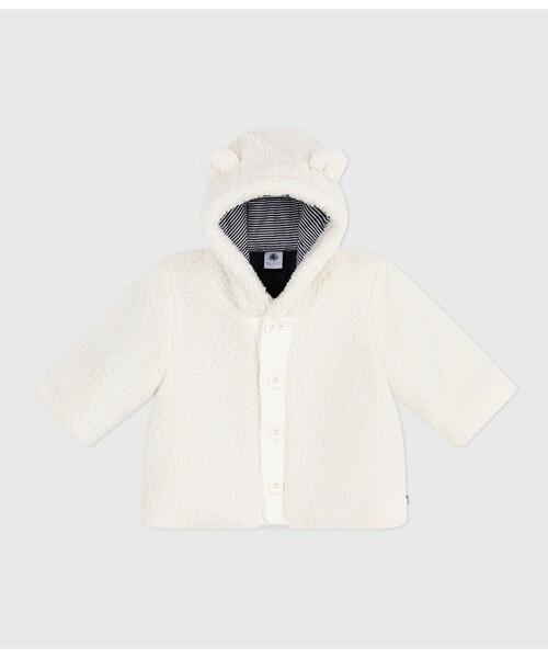 PETIT BATEAU（プチバトー）の「耳付きボアジャケット（ポンチョ・キッズ・オフホワイト・12MONTH/18MONTH/24MONTH/36MONTH）」の5枚目の写真