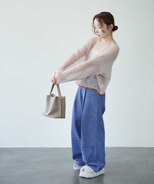Bulue.(ブルー)の「【Bulue.】透かし編み配色ニット(ニット/セーター・レディース・チャコールグレー/ブラウン/グレイッシュベージュ・FREE)」の22枚目の写真