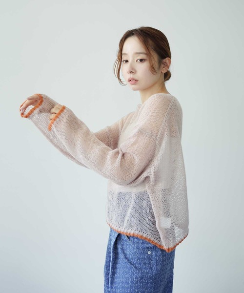 Bulue.(ブルー)の「【Bulue.】透かし編み配色ニット(ニット/セーター・レディース・チャコールグレー/ブラウン/グレイッシュベージュ・FREE)」の20枚目の写真