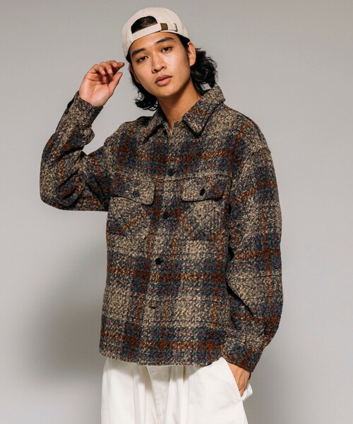 セール】ポリツイード CPO チェック シャツジャケット（シャツ