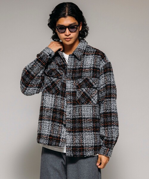 セール】ポリツイード CPO チェック シャツジャケット（シャツ