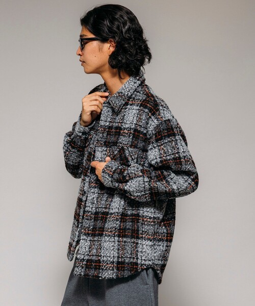 セール】ポリツイード CPO チェック シャツジャケット（シャツ