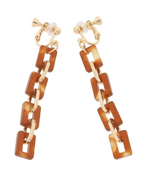 Te chichi（テチチ）の「カラースクエアイヤリング（ピアス（両耳用）・レディース・ブラウン/ベージュ・F）」の3枚目の写真