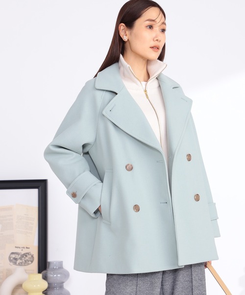 GALLORIA(ギャローリア)の「ゆるシルエットPコート(ピーコート・レディース・ネイビー/ライトグリーン・S/M/L/LL)」の1枚目の写真