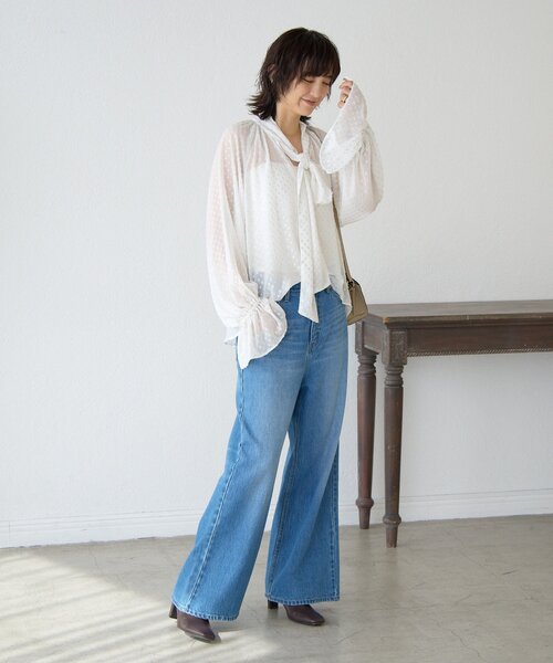 RIVE DROITE（リヴドロワ）の「【上品に華やぐ】フォイルドットボウタイブラウス（シャツ/ブラウス・レディース・ブラウン/オフホワイト・FREE）」の9枚目の写真