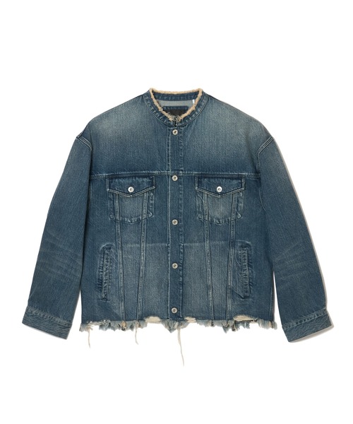 MSML(エムエスエムエル)の「CUT OFF DENIM JACKET(デニムジャケット・メンズ・インディゴブルー・S/M/L/XL)」の3枚目の写真