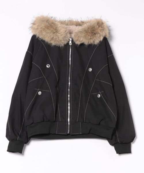 Ritzy(リッツィー)の「リベット飾り裏ボア付き エコダウンジャケット(ダウンジャケット/コート・レディース・ブラック/グレー・M/L)」の12枚目の写真