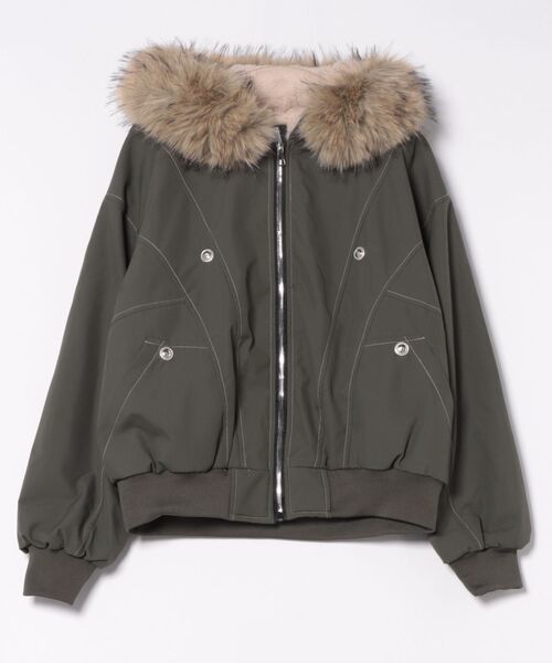 Ritzy(リッツィー)の「リベット飾り裏ボア付き エコダウンジャケット(ダウンジャケット/コート・レディース・ブラック/グレー・M/L)」の13枚目の写真