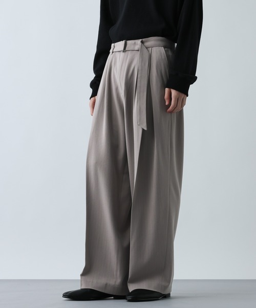 HARE（ハレ）の「【SET UP対応】ダブルウィーブストライプディープタックワイドパンツ(HARE)（スラックス・メンズ・グレー/ブラック・MEDIUM/SMALL/LARGE）」の5枚目の写真