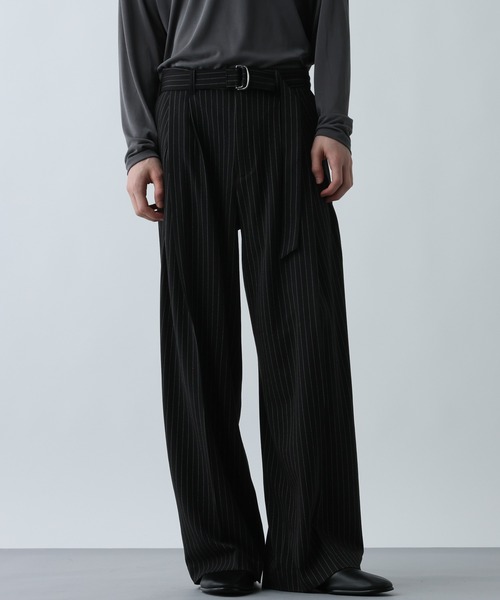 HARE（ハレ）の「【SET UP対応】ダブルウィーブストライプディープタックワイドパンツ(HARE)（スラックス・メンズ・グレー/ブラック・MEDIUM/SMALL/LARGE）」の4枚目の写真