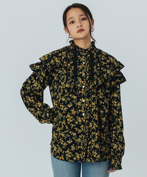 ROSE BUD（ローズバッド）の「FLOWER PRINT BLOUSE（シャツ/ブラウス・レディース・ブラック/ブラウン・ONE SIZE）」の18枚目の写真