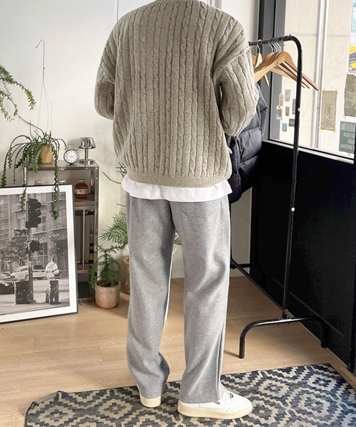 NOWLE（ノウル）の「【NOWLE】ケーブル編み ヘンリーネック プルオーバー ニット（ニット/セーター・メンズ・ブラック/サンドグレー/ネイビー・MEDIUM/LARGE/X-LARGE）」の22枚目の写真