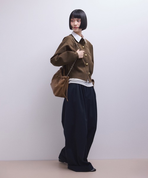 Shoegal.Kさまアダムエロペ　カラー付きカーディガン　ブラウン　新品 WEB限定】・【サステナブル】カラー付きカーディガン（カーディガン