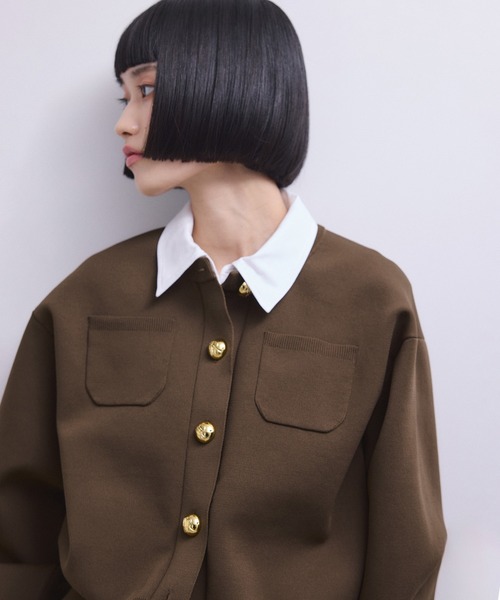 WEB限定】・【サステナブル】カラー付きカーディガン（カーディガン