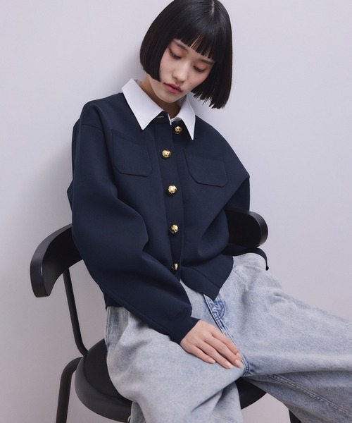 WEB限定】・【サステナブル】カラー付きカーディガン（カーディガン