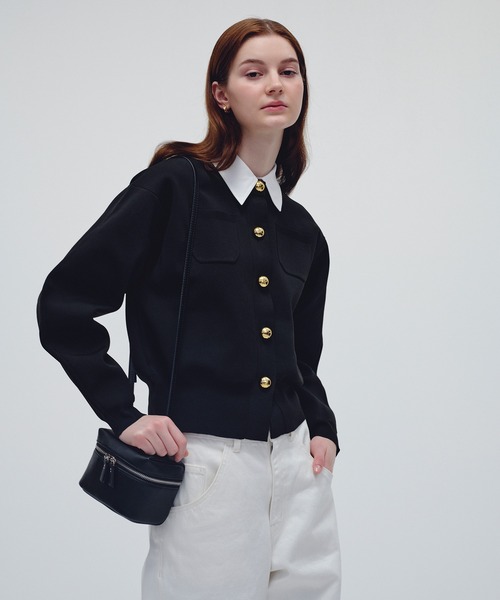 WEB限定】・【サステナブル】カラー付きカーディガン（カーディガン