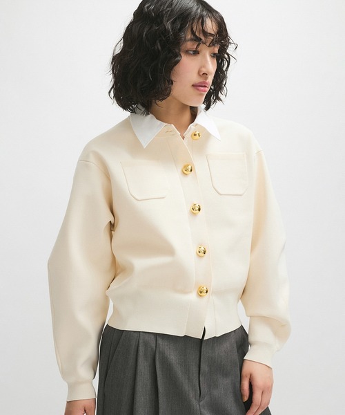 ADAM ET ROPE カラー付きカーディガン ADAM ET ROPE'（アダムエロペ） カーディガン 「WEB限定