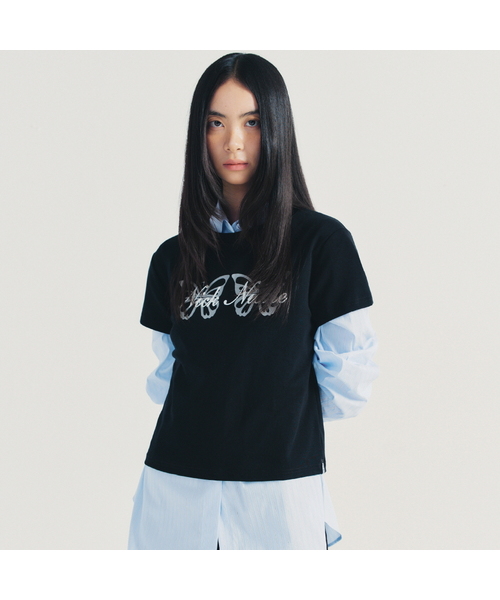 NICK&NICOLE(ニックアンドニコール)の「BUTTERFLY TWINS GRAPHIC TOP_BLACK(Tシャツ/カットソー・レディース・ブラック・FREE)」の1枚目の写真