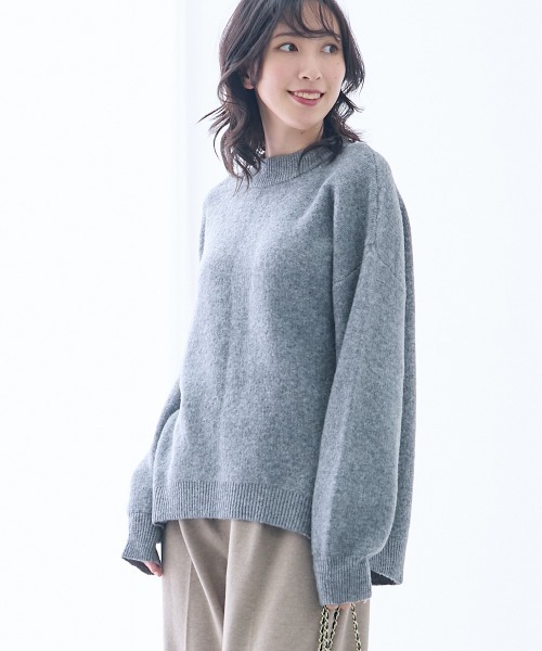 セール】高身長 MOKUMOKOクルーネックニットトップス（トールサイズ