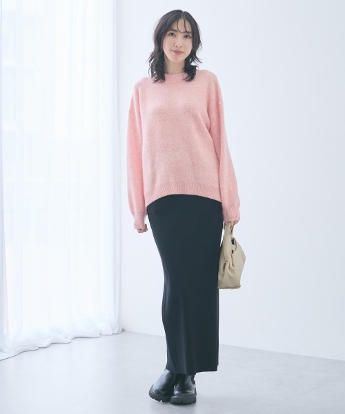 セール】高身長 MOKUMOKOクルーネックニットトップス（トールサイズ