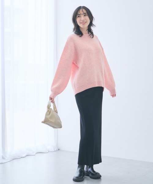 セール】高身長 MOKUMOKOクルーネックニットトップス（トールサイズ