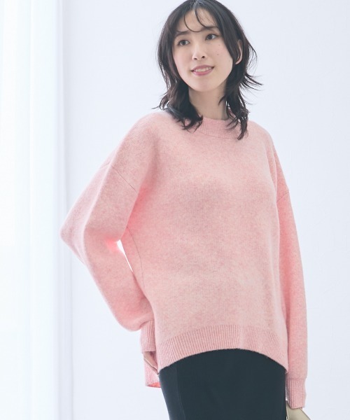 R&D.M.Co- オールドマンズテーラー シャギークルーネックセーターピンク♪ 高身長 MOKUMOKOクルーネックニットトップス（トールサイズ）（ニット