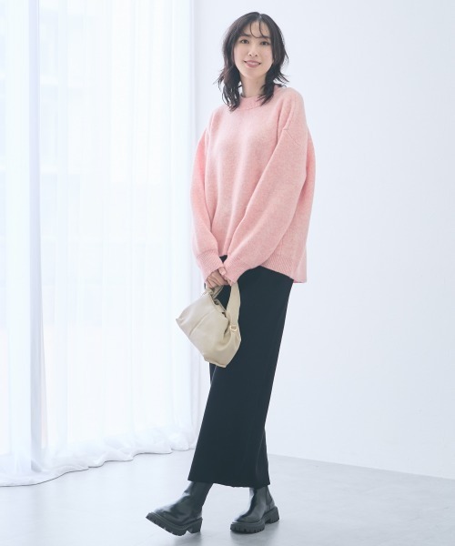 slattgir(スラットジール)の「高身長 MOKUMOKOクルーネックニットトップス(トールサイズ)(ニット/セーター・レディース・ピンク/杢グレー/ラベンダー・LL~3L/M-L/4L~5L)」の15枚目の写真