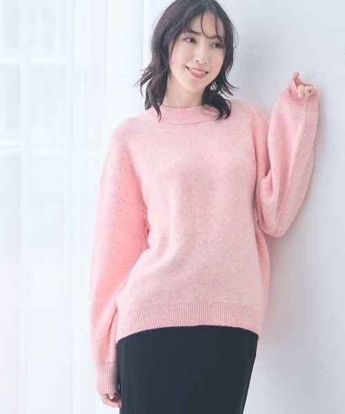 slattgir(スラットジール)の「高身長 MOKUMOKOクルーネックニットトップス(トールサイズ)(ニット/セーター・レディース・ピンク/杢グレー/ラベンダー・LL~3L/M-L/4L~5L)」の16枚目の写真