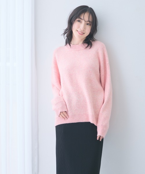 高身長 MOKUMOKOクルーネックニットトップス（トールサイズ）（ニット