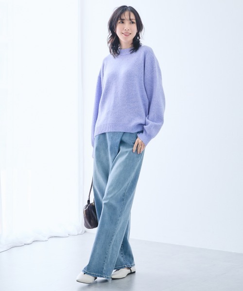 セール】高身長 MOKUMOKOクルーネックニットトップス（トールサイズ