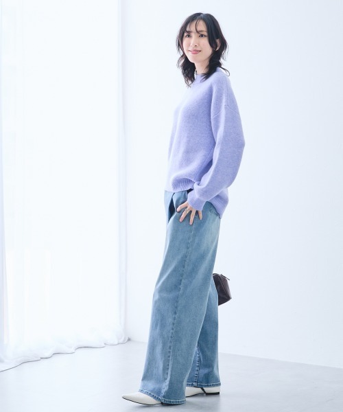 slattgir(スラットジール)の「高身長 MOKUMOKOクルーネックニットトップス(トールサイズ)(ニット/セーター・レディース・ピンク/杢グレー/ラベンダー・LL~3L/M-L/4L~5L)」の5枚目の写真