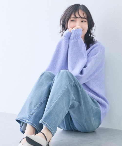 slattgir(スラットジール)の「高身長 MOKUMOKOクルーネックニットトップス(トールサイズ)(ニット/セーター・レディース・ピンク/杢グレー/ラベンダー・LL~3L/M-L/4L~5L)」の7枚目の写真