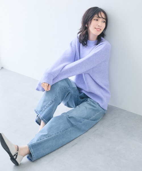 slattgir(スラットジール)の「高身長 MOKUMOKOクルーネックニットトップス(トールサイズ)(ニット/セーター・レディース・ピンク/杢グレー/ラベンダー・LL~3L/M-L/4L~5L)」の8枚目の写真