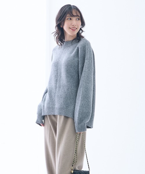 セール】高身長 MOKUMOKOクルーネックニットトップス（トールサイズ